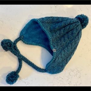 The North Face Blue Pom Pom Knit Fleece Winter Hat
